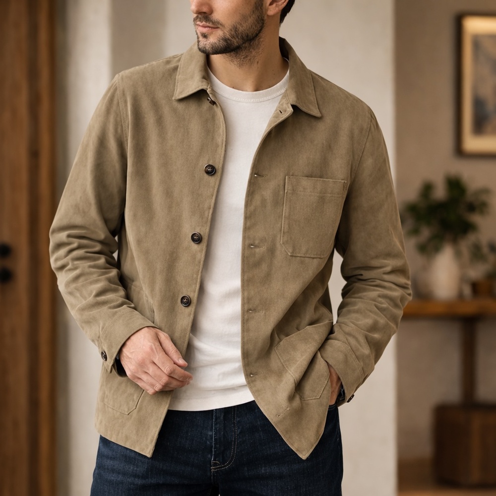 Bugatti Tan Premium Suede Button Front Jacket European Designer‎ US 44R